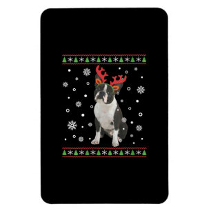 Magnet Flexible FEMMES Boston Terrier Xmas laide de Noël