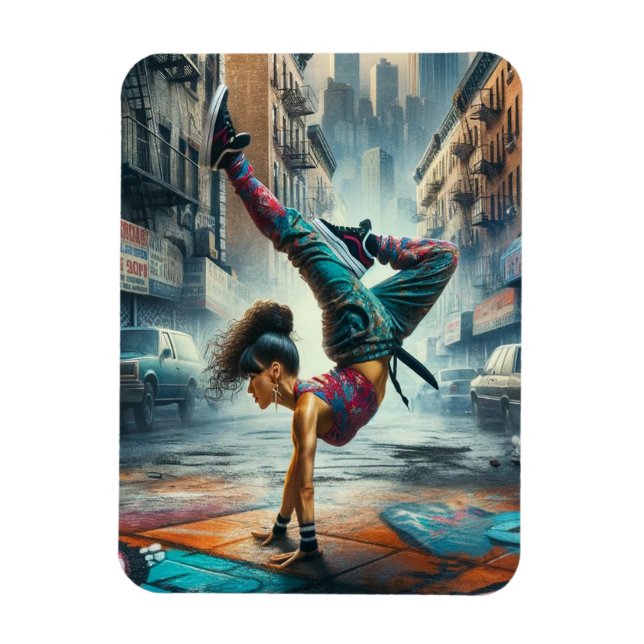 Magnet Flexible Femmes en action de Breakdancer Silhouette de New  (Vertical)