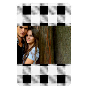 Magnet Flexible ferme rustique chic en plaid noir et blanc