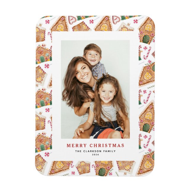 Magnet Flexible Festive Berries et verdure Joyeux Noël Photo (Vertical)