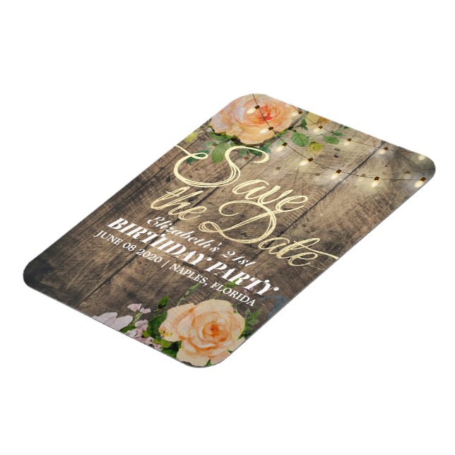 Magnet Flexible Fête Anniversaire Économisez La Date Fleurs Lumièr (Côté Gauche)