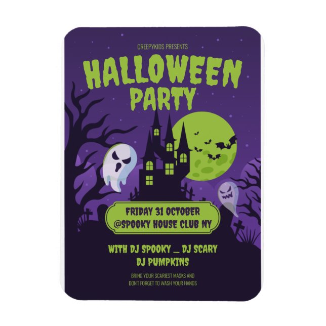 Magnet Flexible Fête costumée d'Halloween Invitation Fête d'Hallow (Vertical)