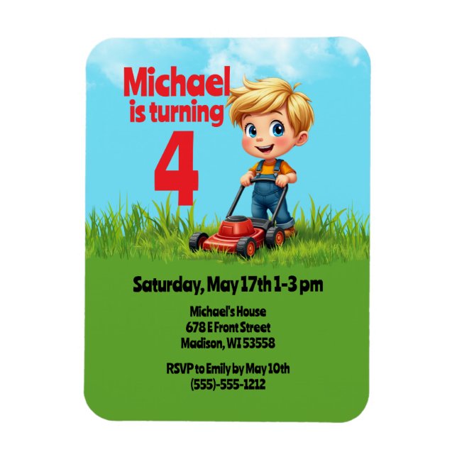 Magnet Flexible Fête d'anniversaire de Lawn Mower (Vertical)
