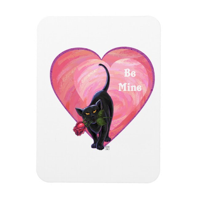Magnet Flexible Fête de la Saint-Valentin au chat noir (Vertical)