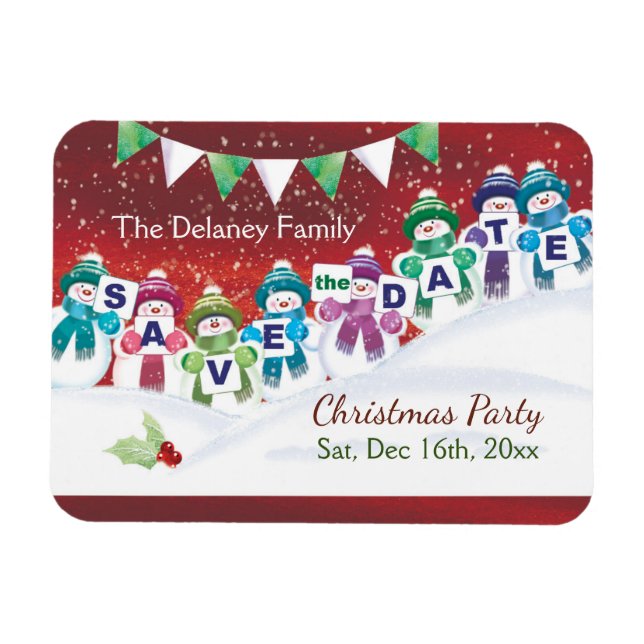Magnet Flexible Fête de Noël, Sauvez la Date, Jolly Snowmen (Horizontal)