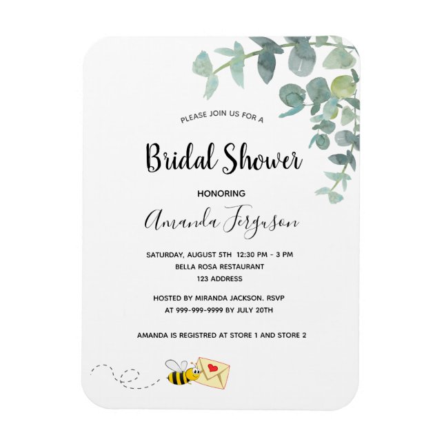 Magnet Flexible Fête des mariées eucalyptus abeille à bosse verte (Vertical)