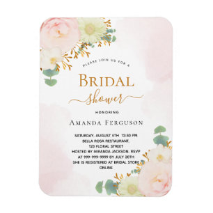 Magnet Flexible Fête des mariées fleurs rose pâle invitation
