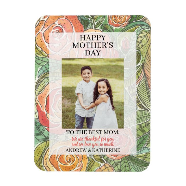 Magnet Flexible Fête des mères Cadeau photo Joli Roses floraux (Vertical)
