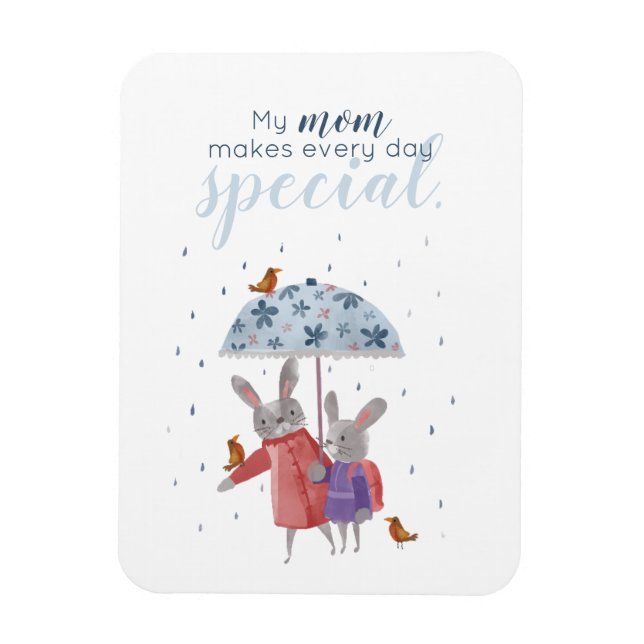 Magnet Flexible Fête des mères de mignons lapins (Vertical)