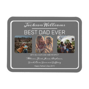 Magnet Flexible Fête des pères Meilleur Papa Jamais Gris Trois Pho
