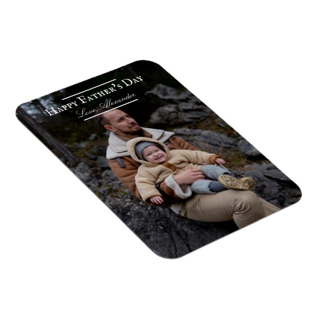 Magnet Flexible Fête des pères minimaliste photo | Blanc (Côté Droit)