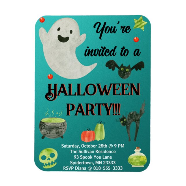 Magnet Flexible Fête d'Halloween Turquoise et vert (Vertical)