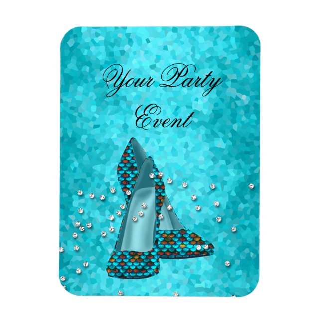 Magnet Flexible Fête Événement Turquoise Blue Parties scintillant  (Vertical)