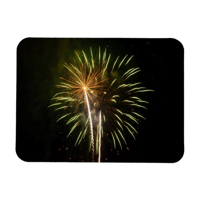 Magnet Flexible Feu d'artifice vert et or Fête de vacances (Horizontal)