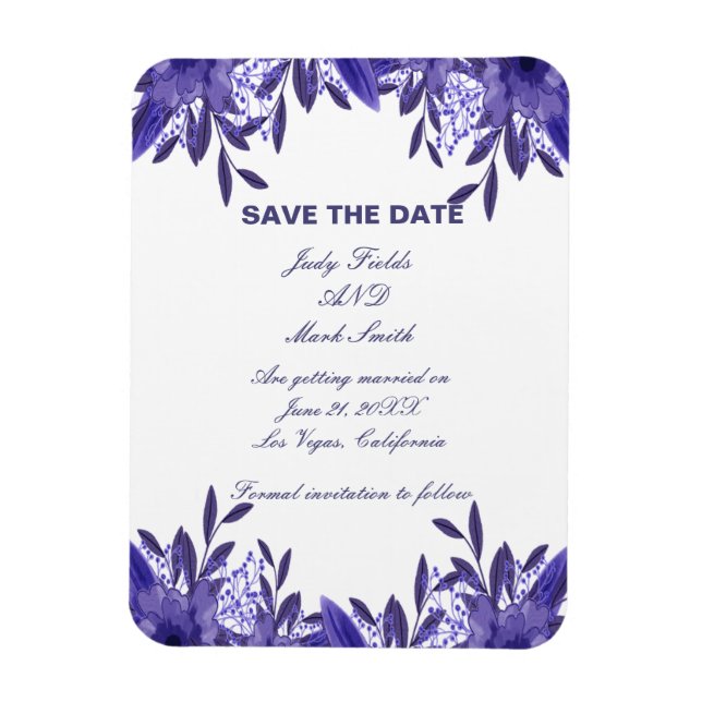 Magnet Flexible Feuillage Floral Bleu Violet Économisez L'Aimant D (Vertical)