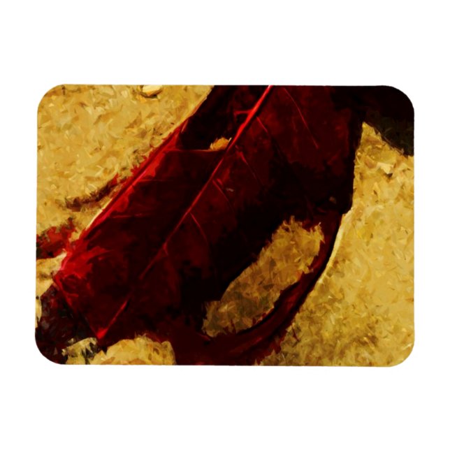 Magnet Flexible Feuille rouge sur la plage Impressionnisme Abstrai (Horizontal)