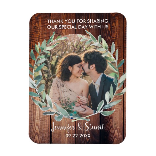 Magnet Flexible Feuilles d'aquarelle sur mariage de Merci rustique (Vertical)