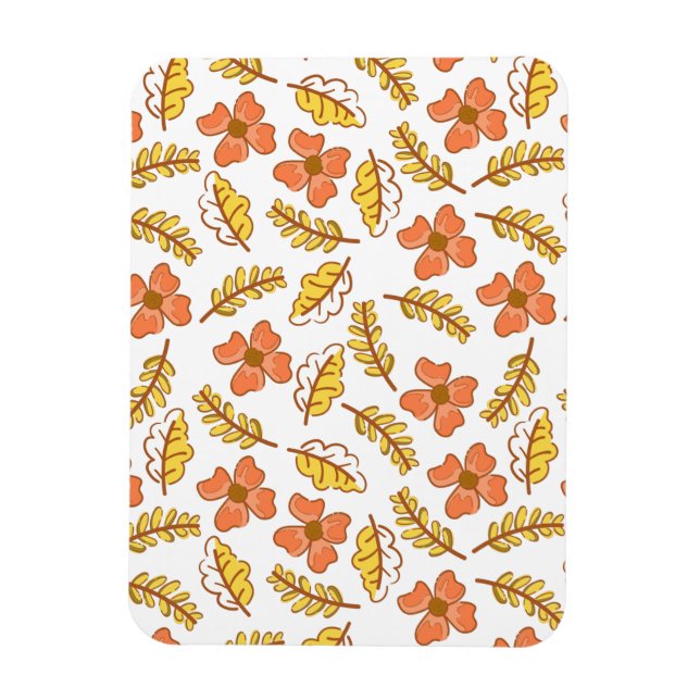 Magnet Flexible Feuilles d'automne en chute chaude avec fleurs (Vertical)
