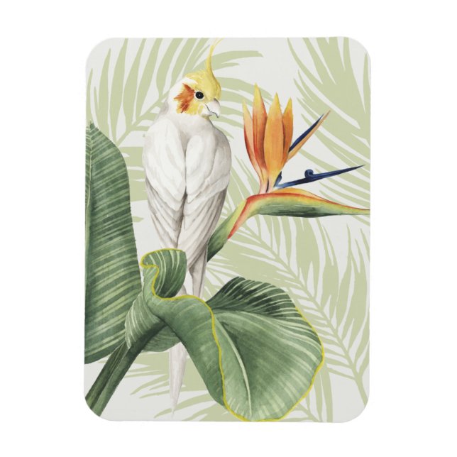 Magnet Flexible Feuilles De Palmiers Avec Oiseau Blanc (Vertical)