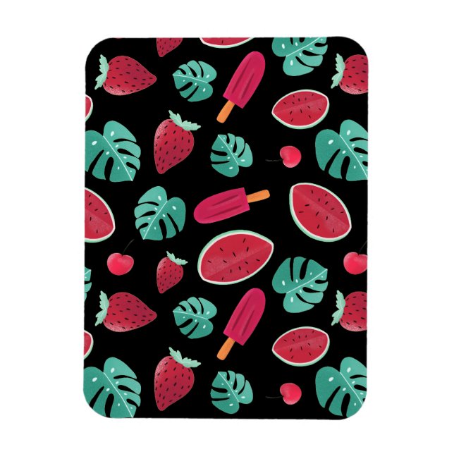 Magnet Flexible Feuilles de pavot, cerise, fraise et pastèque (Vertical)