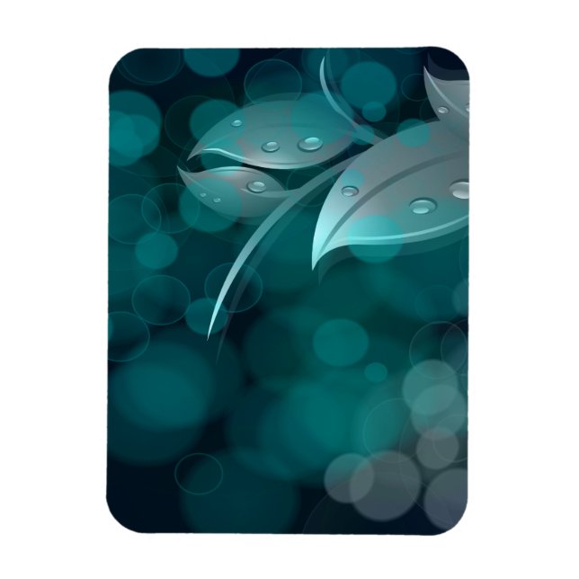 Magnet Flexible Feuilles turquoise Bokeh (Vertical)