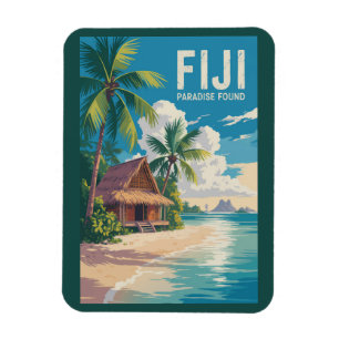 Magnet Flexible Fiji Beach Hut Travel Art Vintage