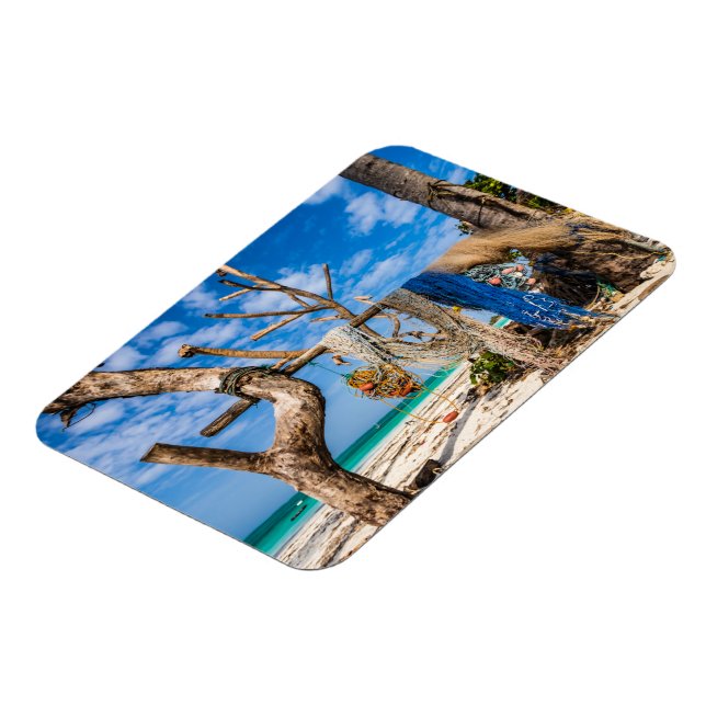 Magnet Flexible Filets de pêche séchant sur la plage (Côté Gauche)