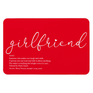Magnet Flexible Fille-amie Définition Script Amour Coeur Rouge
