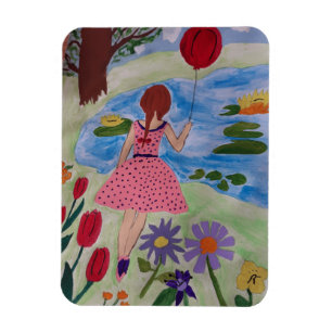Magnet Flexible Fille Avec Ballons Rouges Aimant Photo Flexible