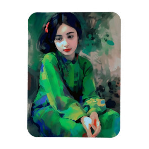 Magnet Flexible Fille en robe verte