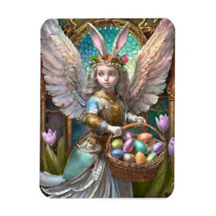 Magnet Flexible Fille portant un costume d'ange de lapin de Pâques