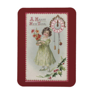 Magnet Flexible Fille vintage de nouvelle année