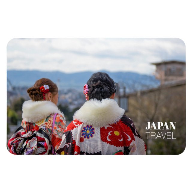 Magnet Flexible Filles en Kimono, Kyoto, Japon Voyage Souvenir (Horizontal)