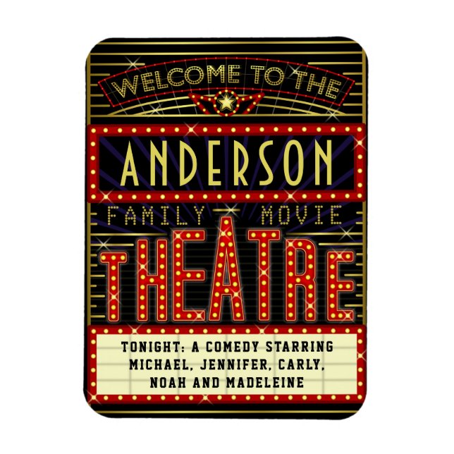 Magnet Flexible Film Theatre Marquee Home Cinéma | Nom personnalis (Vertical)