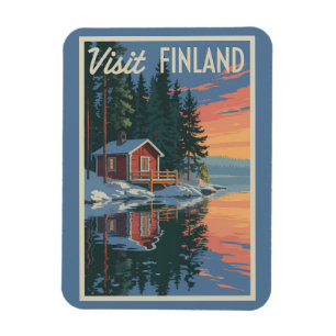 Magnet Flexible Finlande Lake Travel Art Vintage