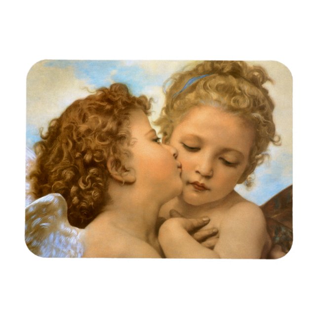 Magnet Flexible First Kiss (détail d'ange) par Bouguereau (Horizontal)