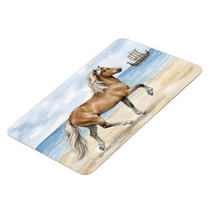 Magnet Flexible Fjara Cheval islandais aquarelle sur la plage