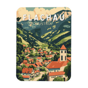 Magnet Flexible Flachau Autriche Illustration Voyage Art Vintage
