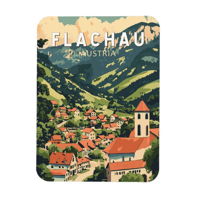 Magnet Flexible Flachau Autriche Illustration Voyage Art Vintage (Vertical)