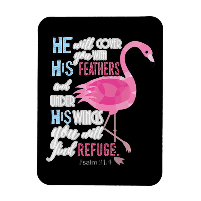 Magnet Flexible Flamant rose Christian Gift, Psaume 91 Bible Verse (Vertical)