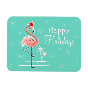 Magnet Flexible Flamant rose de Noël Joyeux vacances aimant flexib
