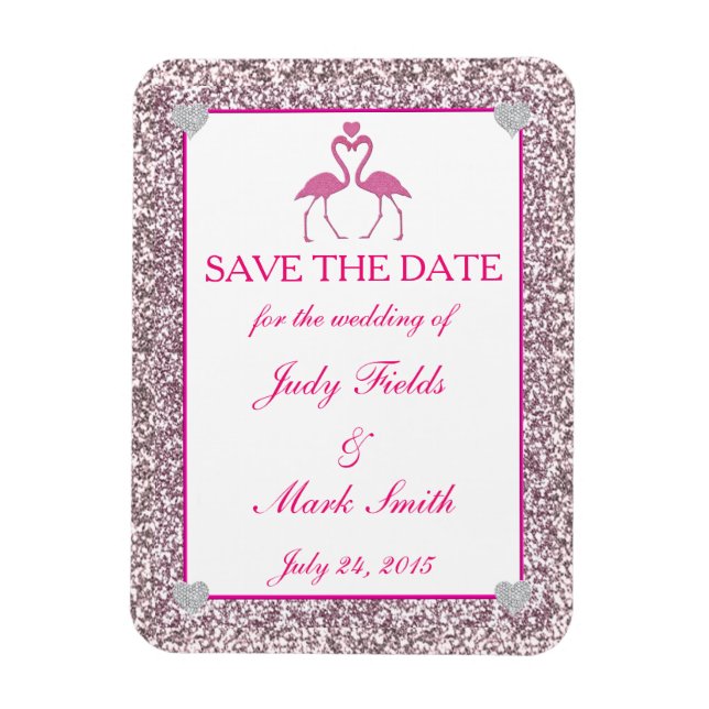 Magnet Flexible Flamant rose De Parties scintillant Rose Faux Enre (Vertical)