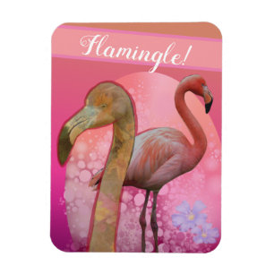 Magnet Flexible Flamant rose floral flamand