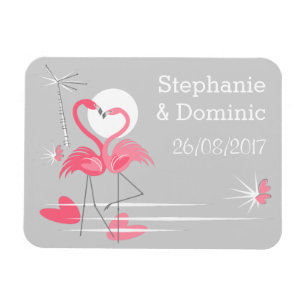 Magnet Flexible Flamant rose Love Side Names Date aimant flexible