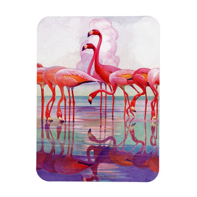 Magnet Flexible Flamants roses roses par Francis Lee Jaques (Vertical)