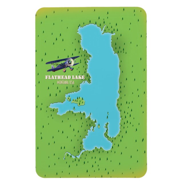 Magnet Flexible Flathead Lake Montana USA carte de voyage poster. (Vertical)