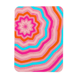 Magnet Flexible Fleur Abstraite vive en rose orange Turquoise
