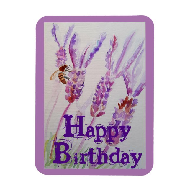Magnet Flexible Fleur de lavande et aquarelle d'abeille Carte d'an (Vertical)