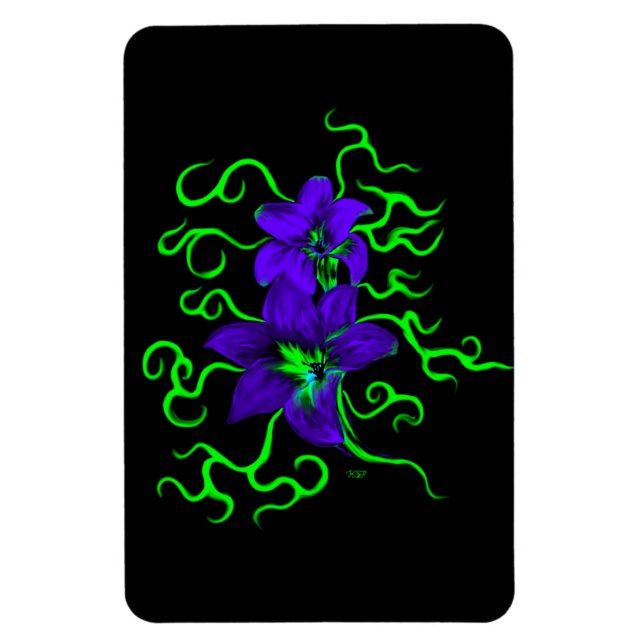 Magnet Flexible fleur de lys violet sur noir (Vertical)