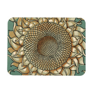 Magnet Flexible Fleur de tournesol sur l'arrière - plan bleu-vert